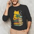 Kawaii Cats Lover Coffee Books Teacher Librarian Cat Men's Long Sleeve T-Shirt, novelty gifts, funny gifts Kawaii Cats Lover Coffee Books Teacher Librarian Cat Men's Long Sleeve T-Shirt, novelty gifts, funny gifts