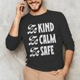 Be Kind Be Calm Be Safe Awareness For Teachers For Men Women Kids Men's Long Sleeve T-Shirt, novelty gifts, funny gifts Be Kind Be Calm Be Safe Awareness For Teachers For Men Women Kids Men's Long Sleeve T-Shirt, novelty gifts, funny gifts