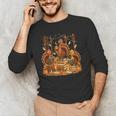 Librarian Turkey Reading Book Fall Thanksgiving Teacher Men's Long Sleeve T-Shirt, novelty gifts, funny gifts