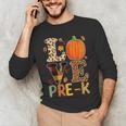 Love Pre-k Teacher Shirts Autumn Fall Pumpkin Fall Leopard Men's Long Sleeve T-Shirt, novelty gifts, funny gifts