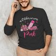 In October We Wear Pink Apple Teacher Daisy Breast Cancer Men's Long Sleeve T-Shirt, novelty gifts, funny gifts