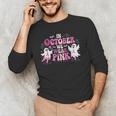 In October We Wear Pink Ballet Ghost Teacher Breast Cancer Men's Long Sleeve T-Shirt, novelty gifts, funny gifts