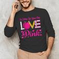 In October We Wear Pink Love Teacher Breast Cancer Awareness Men's Long Sleeve T-Shirt, novelty gifts, funny gifts