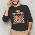 One Thankful Teacher Fall Leaves Thanksgiving Retro Men's Long Sleeve T-Shirt, novelty gifts, funny gifts