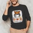 One Thankful Teacher's Aide Messy Bun Thanksgiving Fall Men's Long Sleeve T-Shirt, novelty gifts, funny gifts