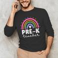 Pre-K Teacher Cute Pre Kindergarten For Teachers Rainbow For Men Women Kids Men's Long Sleeve T-Shirt, novelty gifts, funny gifts