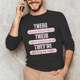 There Their They'Re Teacher English Grammar Police Men's Long Sleeve T-Shirt, novelty gifts, funny gifts
