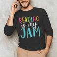 Reading Is My Jam Back To School Teacher Men's Long Sleeve T-Shirt, novelty gifts, funny gifts