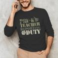 Retro Back To School Women Old Camo Pre-K Teacher Men's Long Sleeve T-Shirt, novelty gifts, funny gifts