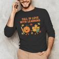 Retro Fall In Love With Learning Autumn Pumpkin Teacher Men's Long Sleeve T-Shirt, novelty gifts, funny gifts Retro Fall In Love With Learning Autumn Pumpkin Teacher Men's Long Sleeve T-Shirt, novelty gifts, funny gifts