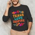 Retro Teach Love Inspire Back To School Teachers Men's Long Sleeve T-Shirt, novelty gifts, funny gifts
