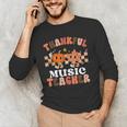Retro Thankful Music Teacher Pumpkin Fall Thanksgiving Men's Long Sleeve T-Shirt, novelty gifts, funny gifts