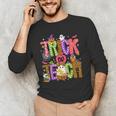 Retro Trick Or Teach Leopard Ghost Halloween Spooky Teacher Men's Long Sleeve T-Shirt, novelty gifts, funny gifts Retro Trick Or Teach Leopard Ghost Halloween Spooky Teacher Men's Long Sleeve T-Shirt, novelty gifts, funny gifts