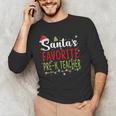 Santa's Favorite Pre-K Teacher Christmas Santa Hat Lights For Men Women Kids Men's Long Sleeve T-Shirt, novelty gifts, funny gifts