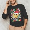 Santas Favorite Teacher Retro Groovy Smile Face Christmas Men's Long Sleeve T-Shirt, novelty gifts, funny gifts Santas Favorite Teacher Retro Groovy Smile Face Christmas Men's Long Sleeve T-Shirt, novelty gifts, funny gifts