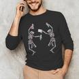 Science Teacher Dancing Skeleton Halloween Chemist Scientist Men's Long Sleeve T-Shirt, novelty gifts, funny gifts