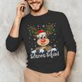 Science Teacher Squad Reindeer Christmas Teacher Xmas Lights For Men Women Men's Long Sleeve T-Shirt, novelty gifts, funny gifts
