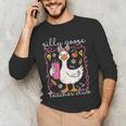 Silly Goose Teacher Club Animal Lover Groovy Teacher Men's Long Sleeve T-Shirt, novelty gifts, funny gifts