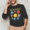 Solar System Cute Face Planets Space Science Teacher School Men's Long Sleeve T-Shirt, novelty gifts, funny gifts