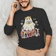 Spooky Teacher Groovy Retro Ghost Teacher Halloween 2023 For Men Women Kids Men's Long Sleeve T-Shirt, novelty gifts, funny gifts