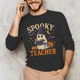 Spooky Teacher Halloween Cute Ghost Pumpkin Reading Women Men's Long Sleeve T-Shirt, novelty gifts, funny gifts