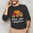 Teach Love Inspire Autumn Fall Plaid Leopard Pumpkin Teacher For Men Women Kids Men's Long Sleeve T-Shirt, novelty gifts, funny gifts