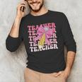 Teacher Pencil Back To School Groovy Pink Teacher First Day Men's Long Sleeve T-Shirt, novelty gifts, funny gifts Teacher Pencil Back To School Groovy Pink Teacher First Day Men's Long Sleeve T-Shirt, novelty gifts, funny gifts