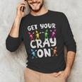Teacher's Get Your Cray On Dabbing Crayons Men's Long Sleeve T-Shirt, novelty gifts, funny gifts Teacher's Get Your Cray On Dabbing Crayons Men's Long Sleeve T-Shirt, novelty gifts, funny gifts