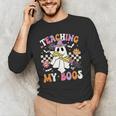 Teaching My Boos Ghost Teacher Cute Groovy Halloween Teacher Men's Long Sleeve T-Shirt, novelty gifts, funny gifts