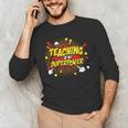 Teaching Is My Superpower Retro Comic Teacher Men's Long Sleeve T-Shirt, novelty gifts, funny gifts
