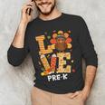 Thanksgiving Love Pre-K Teacher Turkey Autumn Fall For Men Women Girls Kids Men's Long Sleeve T-Shirt, novelty gifts, funny gifts Thanksgiving Love Pre-K Teacher Turkey Autumn Fall For Men Women Girls Kids Men's Long Sleeve T-Shirt, novelty gifts, funny gifts