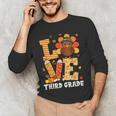 Thanksgiving Love Third Grade Teacher Turkey Autumn Fall Men Women Girls Kids Men's Long Sleeve T-Shirt, novelty gifts, funny gifts