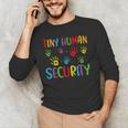 Tiny Human Security Preschool Childcare Teacher Babysitters Men's Long Sleeve T-Shirt, novelty gifts, funny gifts