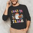Trick Or Teach Ghost Teacher School Halloween Men Women Men's Long Sleeve T-Shirt, novelty gifts, funny gifts