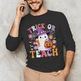 Trick Or Teach Groovy Teacher Ghost Halloween Teacher Men's Long Sleeve T-Shirt, novelty gifts, funny gifts Trick Or Teach Groovy Teacher Ghost Halloween Teacher Men's Long Sleeve T-Shirt, novelty gifts, funny gifts