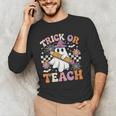 Trick Or Teach Groovy Teacher Halloween Retro Ghost Men's Long Sleeve T-Shirt, novelty gifts, funny gifts Trick Or Teach Groovy Teacher Halloween Retro Ghost Men's Long Sleeve T-Shirt, novelty gifts, funny gifts