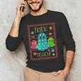 Trick Or Teach Neon Ghost Flower Teacher Spooky Halloween Men's Long Sleeve T-Shirt, novelty gifts, funny gifts