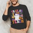 Trick Or Teach Teacher Pencil Ghost Halloween Teacher Men's Long Sleeve T-Shirt, novelty gifts, funny gifts Trick Or Teach Teacher Pencil Ghost Halloween Teacher Men's Long Sleeve T-Shirt, novelty gifts, funny gifts
