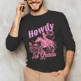 Vintage Howdy First Grade Cowgirl Teacher Western School Men's Long Sleeve T-Shirt, novelty gifts, funny gifts