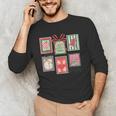 Vintage Preppy Very Merry Teacher Santa Stamps Christmas Men's Long Sleeve T-Shirt, novelty gifts, funny gifts Vintage Preppy Very Merry Teacher Santa Stamps Christmas Men's Long Sleeve T-Shirt, novelty gifts, funny gifts