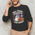 Will Trade Students For Candy Halloween Teacher Men's Long Sleeve T-Shirt, novelty gifts, funny gifts