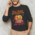 Will Trade Students For Candy Teacher Cute Halloween Pumpkin Men's Long Sleeve T-Shirt, novelty gifts, funny gifts Will Trade Students For Candy Teacher Cute Halloween Pumpkin Men's Long Sleeve T-Shirt, novelty gifts, funny gifts
