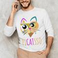 Abstract Cat Art Picatsso Shirt For Art Teachers Men's Long Sleeve T-Shirt, novelty gifts, funny gifts