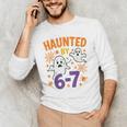 Haunted 67 Ghost Math Teacher Halloween Costume Math Pun Men's Long Sleeve T-Shirt, novelty gifts, funny gifts