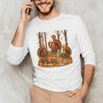 Librarian Turkey Reading Book Fall Thanksgiving Teacher Book Men's Long Sleeve T-Shirt, novelty gifts, funny gifts