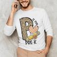 P Is For Pre K Teacher Leopard First Day Of School For Men Women Girls Kids Men's Long Sleeve T-Shirt, novelty gifts, funny gifts