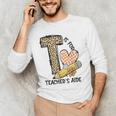 T Is For Teacher’s Aide Back To First Day Of School Leopard Men Women Girls Kids Men's Long Sleeve T-Shirt, novelty gifts, funny gifts T Is For Teacher’s Aide Back To First Day Of School Leopard Men Women Girls Kids Men's Long Sleeve T-Shirt, novelty gifts, funny gifts