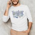 Teacher Blue Chinoiserie Coquette Bow Heart Teacher Life Men's Long Sleeve T-Shirt, novelty gifts, funny gifts Teacher Blue Chinoiserie Coquette Bow Heart Teacher Life Men's Long Sleeve T-Shirt, novelty gifts, funny gifts