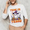 Trick Or Teach Teacher Halloween Ghost Pencil Floral Men's Long Sleeve T-Shirt, novelty gifts, funny gifts