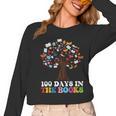 100 Days In The Books Reading Teacher 100th Day Of School Women Long Sleeve T-Shirt, trending gift